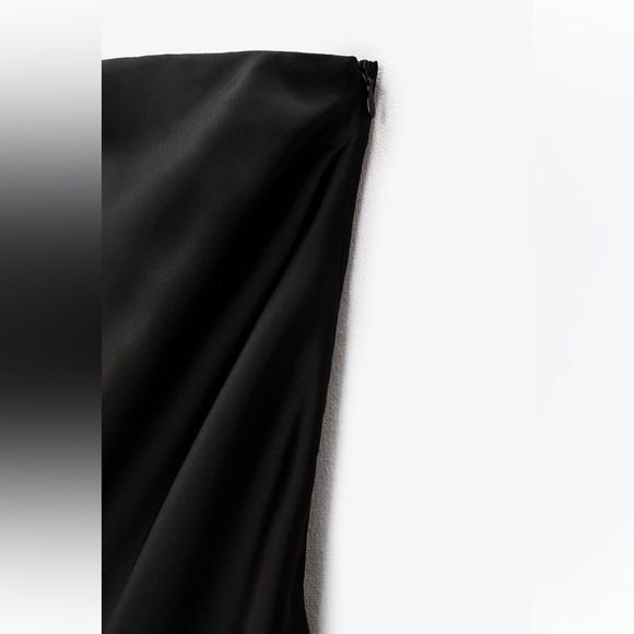 Zara SATIN EFFECT DRESS. Black. Sizes XS, S. New with Tags. - Picture 4 of 7